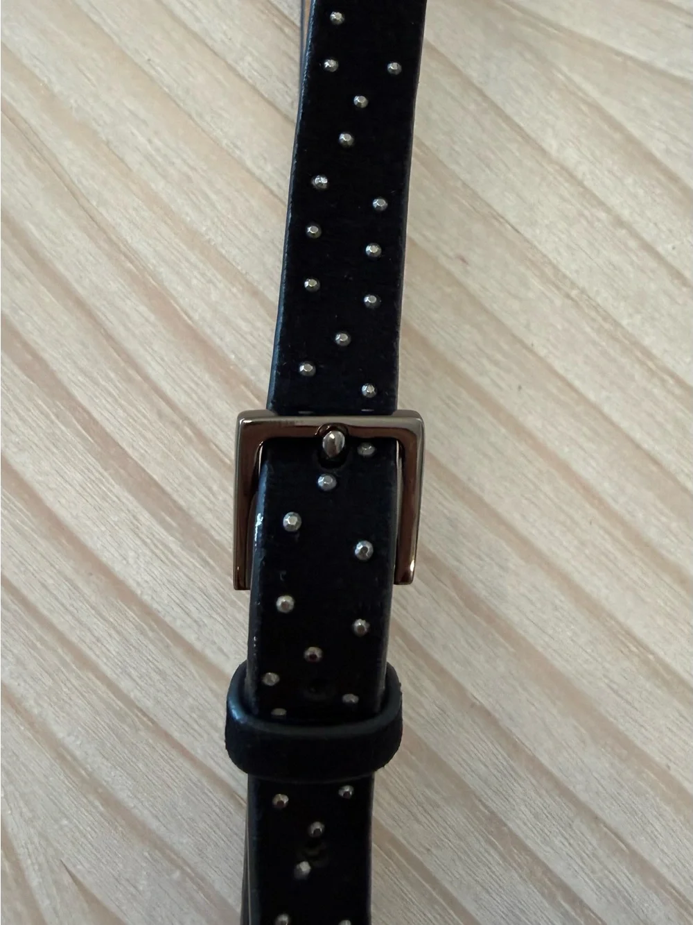 J. Crew Black Sparkle Leather Belt with Silver-Tone Buckle - Picture 2 of 9